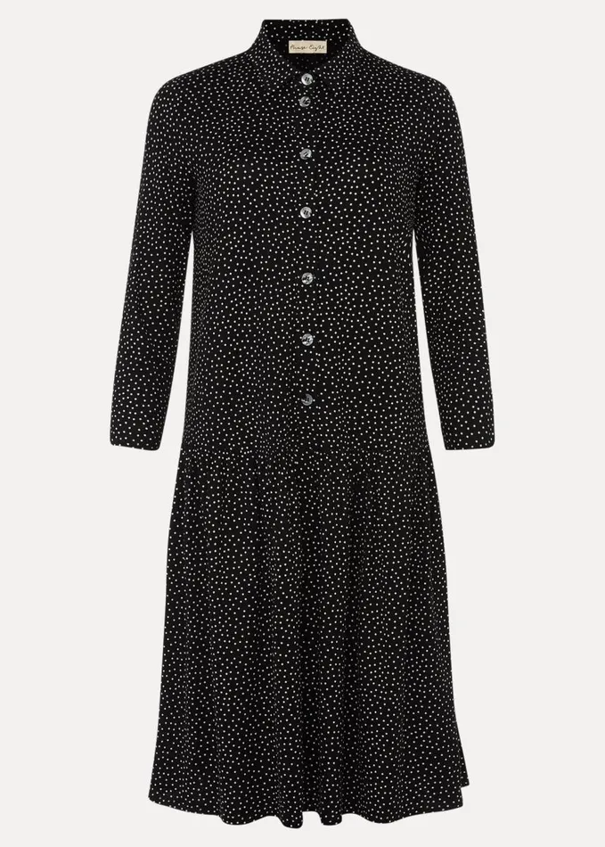 Phase Eight Mina Spot Jersey Dress Black Women Dresses
