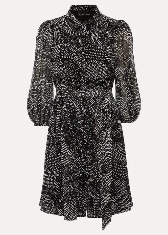 Phase Eight Miriam Chiffon Shirt Mini Dress Blackivory Women Dresses