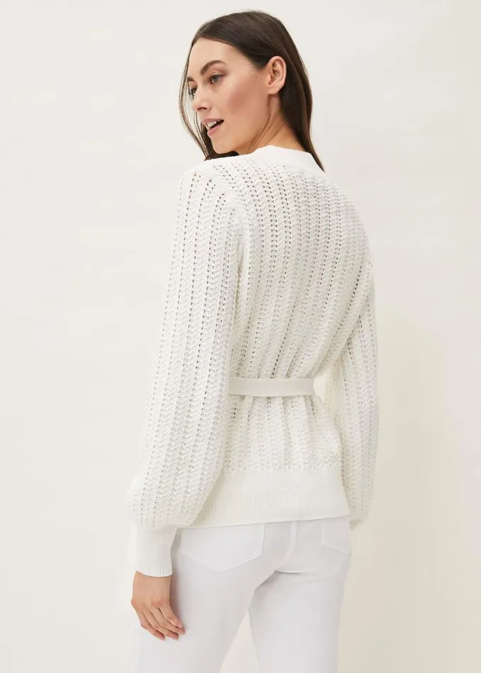 Phase Eight Monica Wrap Cardigan White Women Knitwear