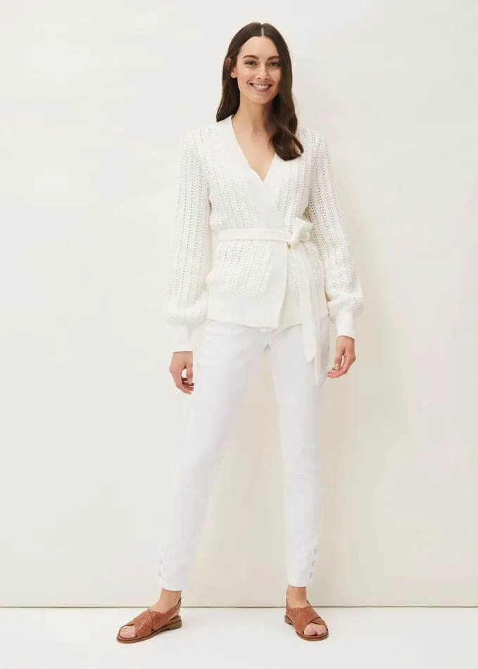 Phase Eight Monica Wrap Cardigan White Women Knitwear