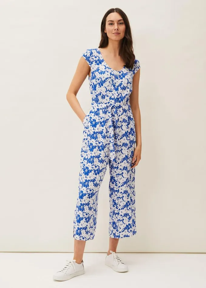 Phase Eight Nerissa Floral Wide Leg Jumpsuit Bluewhite Women Dresses