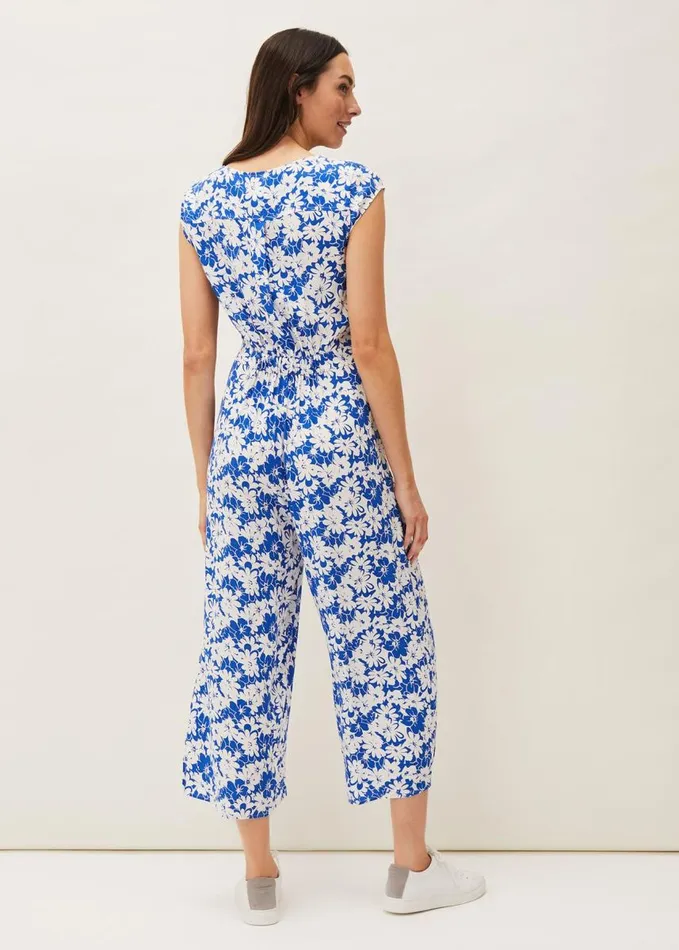 Phase Eight Nerissa Floral Wide Leg Jumpsuit Bluewhite Women Dresses