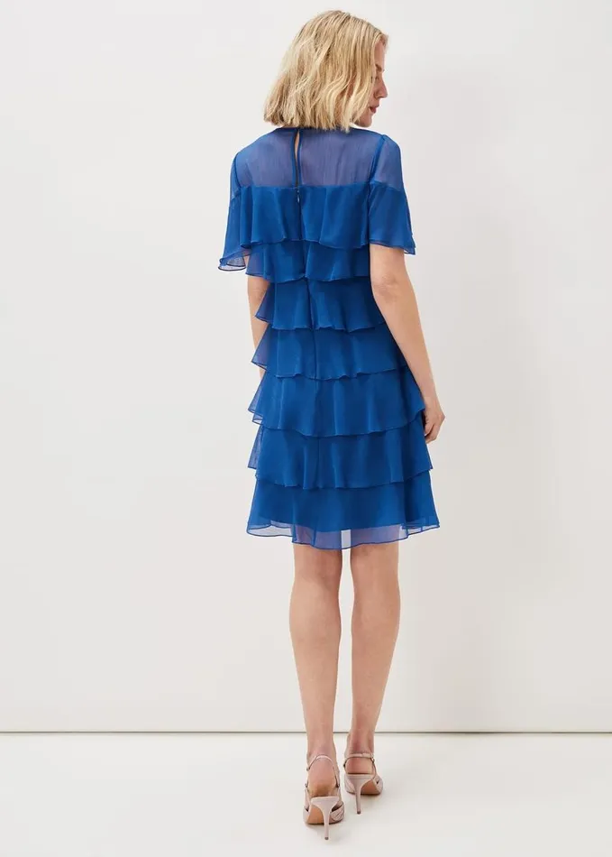 Phase Eight Nika Tiered Shift Dress Capri Blue Women Dresses