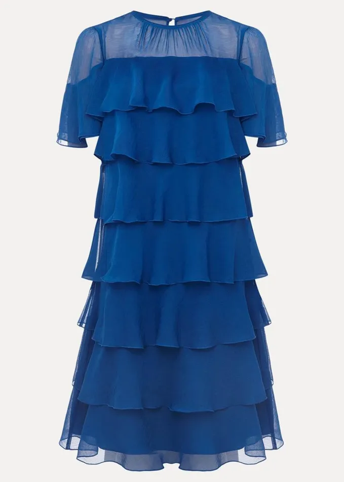 Phase Eight Nika Tiered Shift Dress Capri Blue Women Dresses