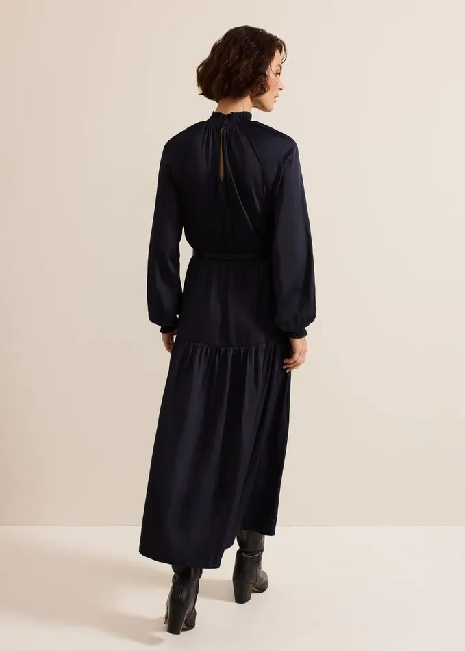 Phase Eight Ornella Navy Satin Dress Navy Women Dresses