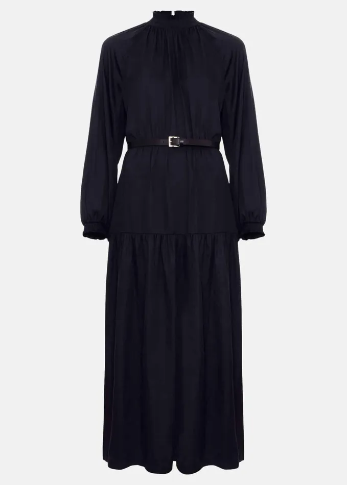 Phase Eight Ornella Navy Satin Dress Navy Women Dresses