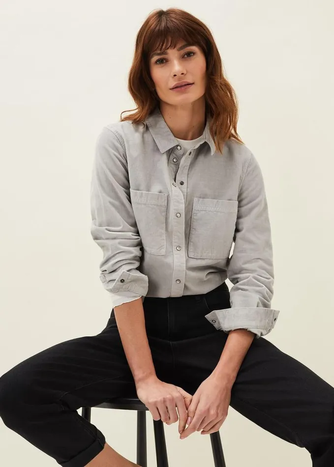 Phase Eight Peggie Corduroy Oversized Shirt Mint Women Shirts and Blouses