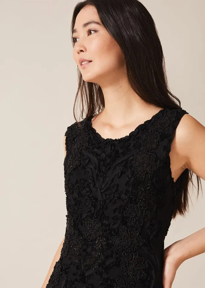 Phase Eight Penelope Tapework Lace Dress Black Women Dresses