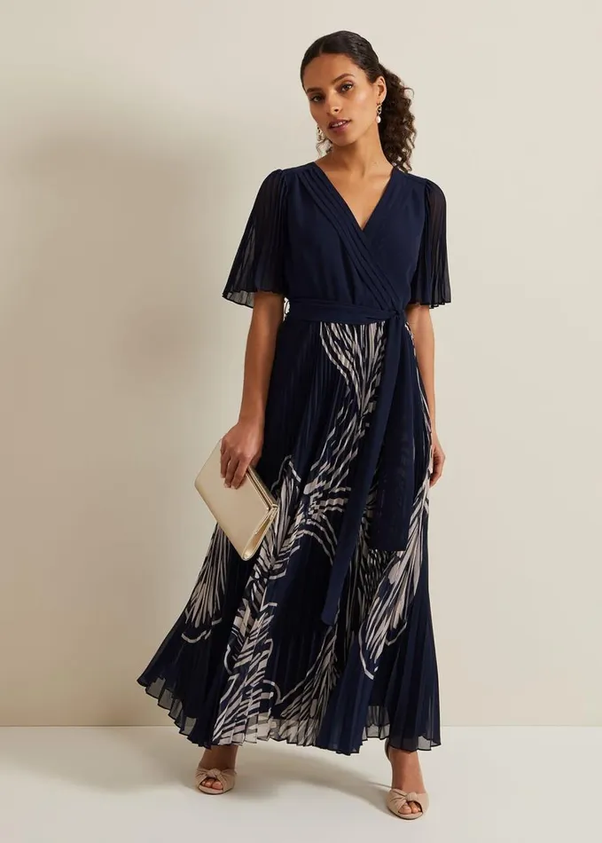 Phase Eight Petite Abigail Printed Pleat Midaxi Dress Multicoloured Women Dresses
