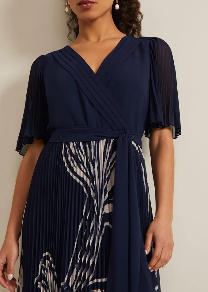 Phase Eight Petite Abigail Printed Pleat Midaxi Dress Multicoloured Women Dresses