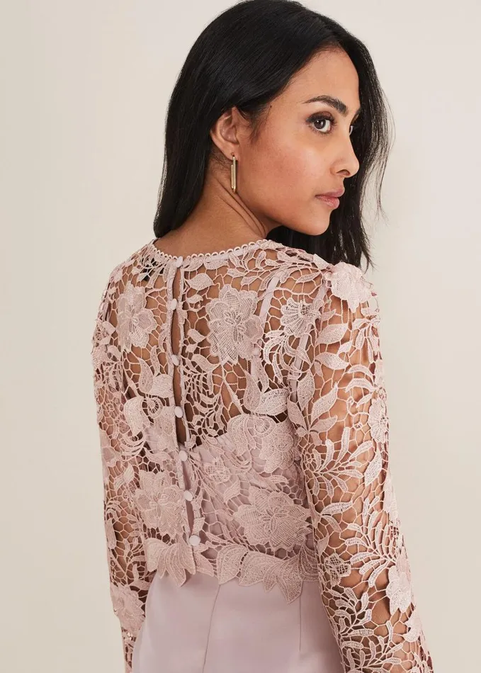 Phase Eight Petite Adeline Double Layer Dress Antique Rose Women Dresses