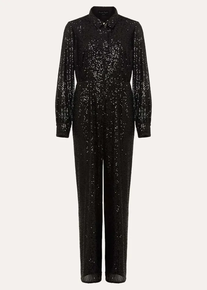 Phase Eight Petite Alessandra Black Sequin Jumpsuit Black Women Dresses