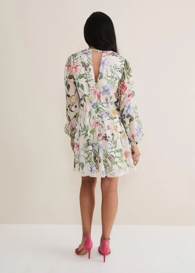 Phase Eight Petite Everleigh Chiffon Floral Mini Dress Ivorymulti Women Dresses