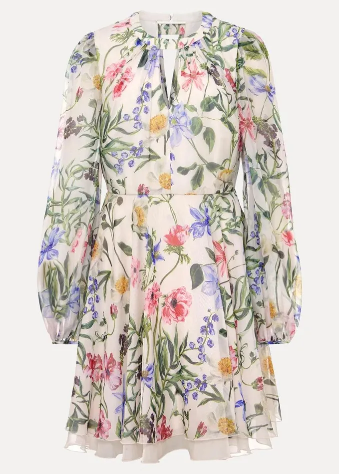 Phase Eight Petite Everleigh Chiffon Floral Mini Dress Ivorymulti Women Dresses