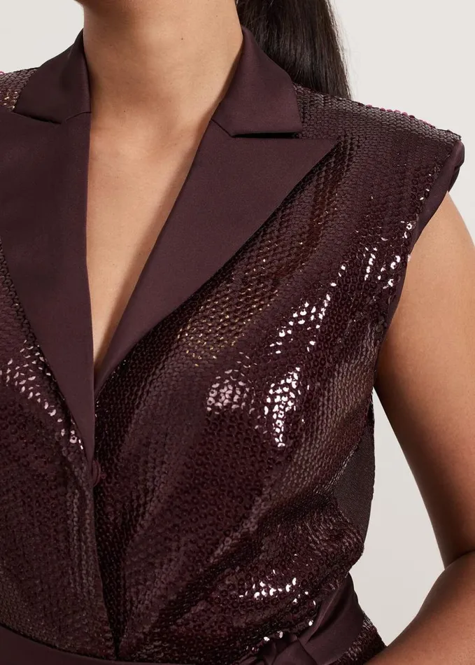 Phase Eight Petite Ivey Burgundy Sequin Jumpsuit Burgundy Women Dresses