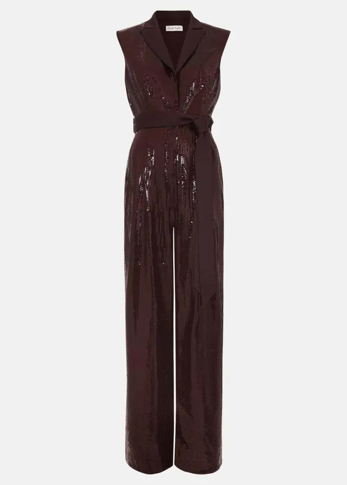 Phase Eight Petite Ivey Burgundy Sequin Jumpsuit Burgundy Women Dresses