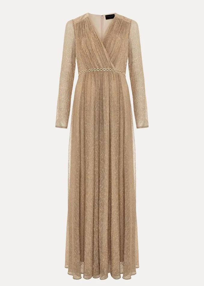 Phase Eight Petite Masie Metallic Jersey Maxi Dress Gold Women Dresses