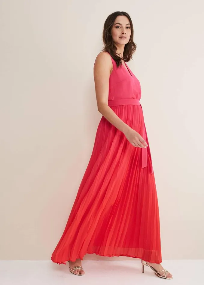 Phase Eight Piper Ombre Pleated Dress Redpink Women Dresses