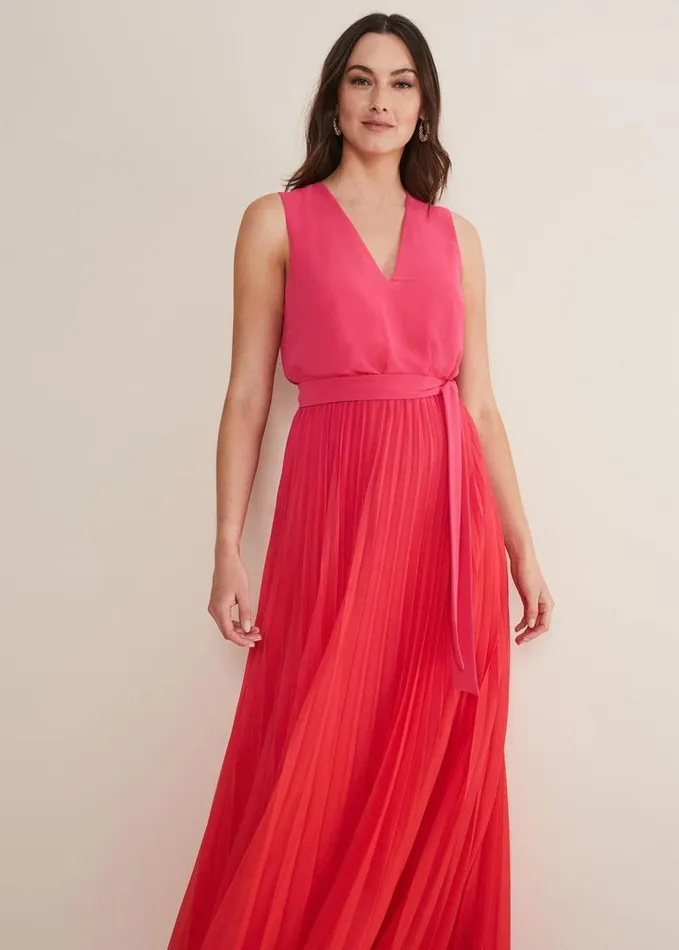Phase Eight Piper Ombre Pleated Dress Redpink Women Dresses
