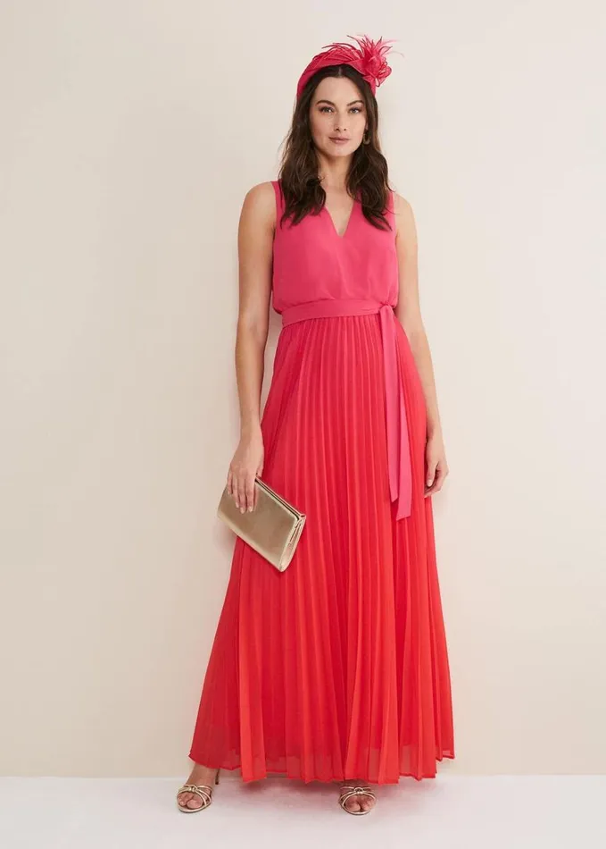 Phase Eight Piper Ombre Pleated Dress Redpink Women Dresses