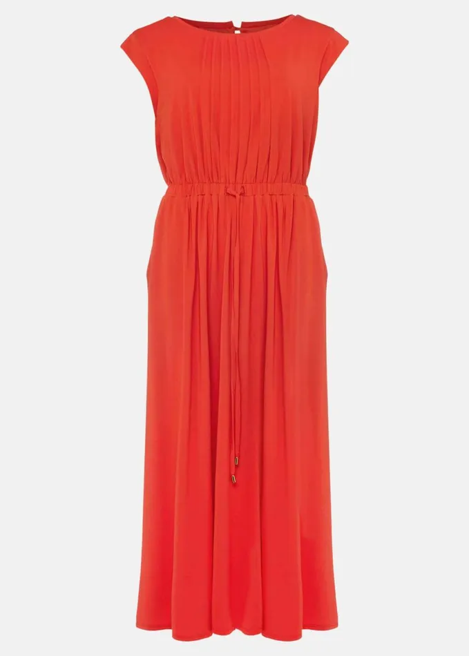 Phase Eight Rosanna Pintuck Jersey Dress Intense Orange Women Dresses