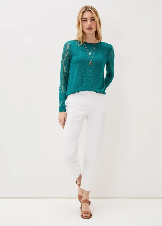 Phase Eight Sakuro Burnout Top Teal Women Tops and TShirts