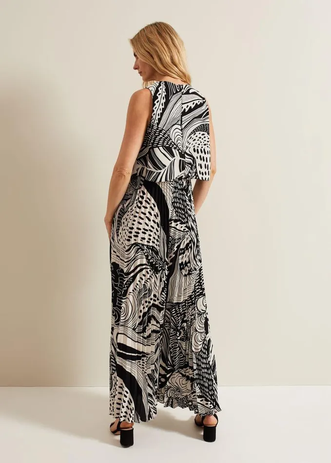 Phase Eight Saskia Abstract Pleated Jumpsuit Black Multi Women Dresses