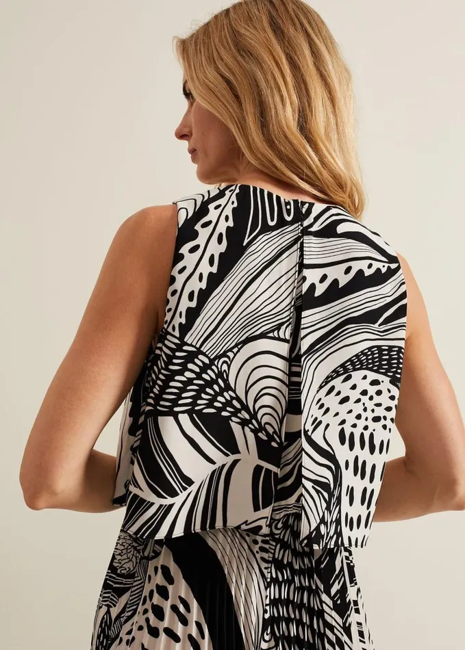 Phase Eight Saskia Abstract Pleated Jumpsuit Black Multi Women Dresses