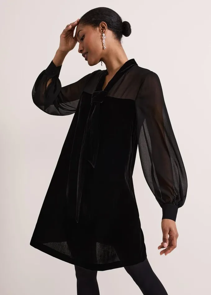 Phase Eight Seraphine Black Velvet Tunic Dress Black Women Dresses