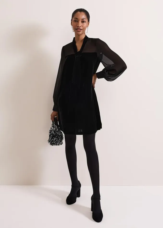 Phase Eight Seraphine Black Velvet Tunic Dress Black Women Dresses