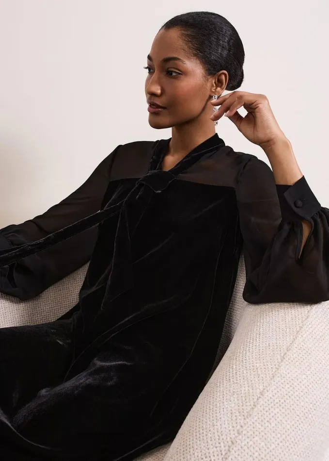Phase Eight Seraphine Black Velvet Tunic Dress Black Women Dresses