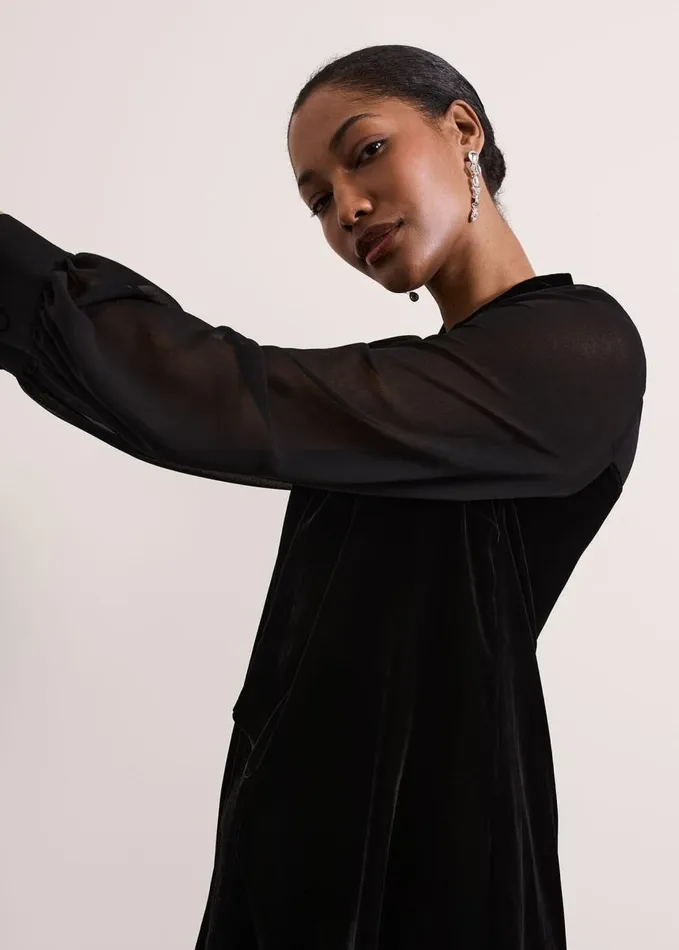Phase Eight Seraphine Black Velvet Tunic Dress Black Women Dresses