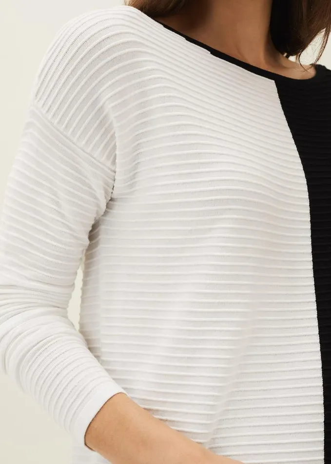 Phase Eight Sherrie Ribbed Colourblock Knit Tunic Dress Blackivory Women Knitwear