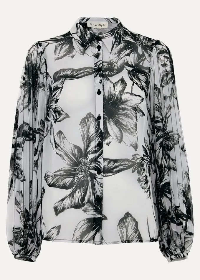 Phase Eight Sienna Floral Pleat Sleeve Blouse White Women Shirts and Blouses