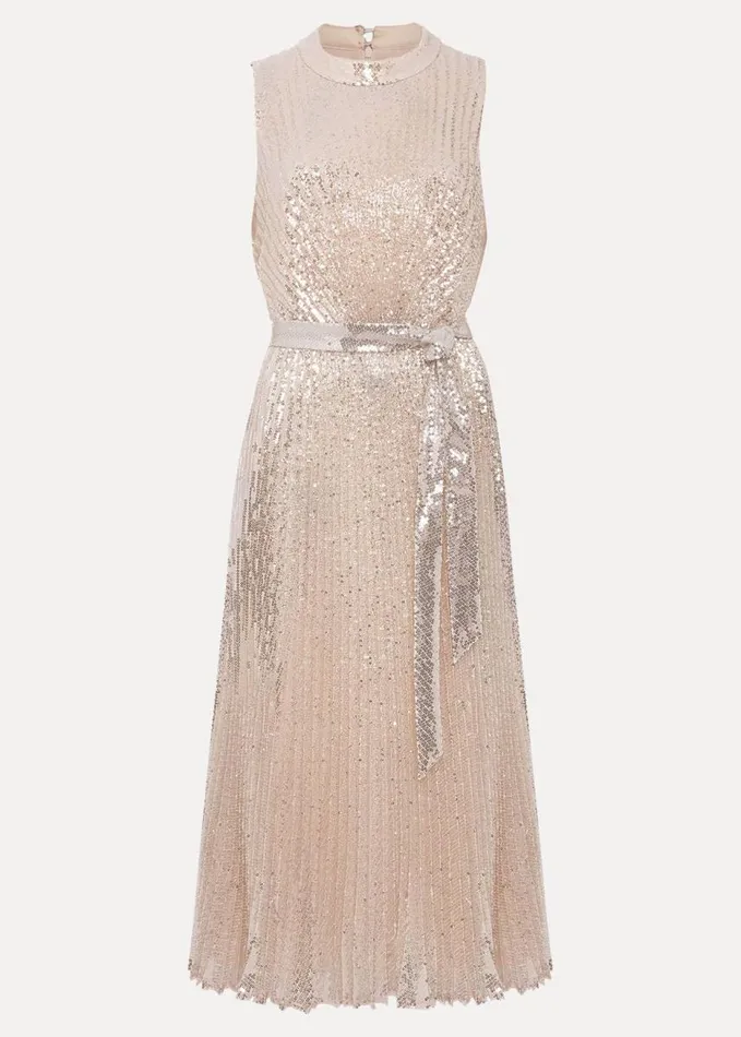 Phase Eight Simara Sequin Dress Silver Women Dresses