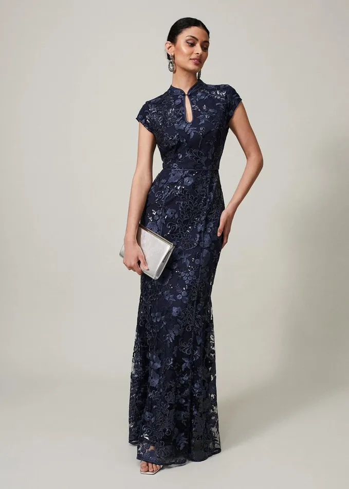 Phase Eight Sofia Embroidered Sequin Dress Blackmidnight Women Dresses