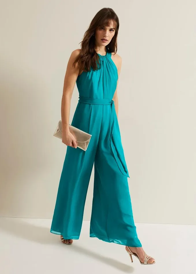 Phase Eight Susanna Silk Jumpsuit Green Women Dresses