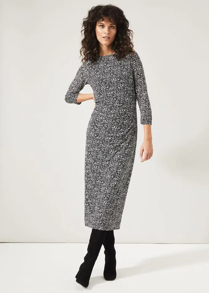 Phase Eight Trina Textured Print Lace Dress Black Women Dresses