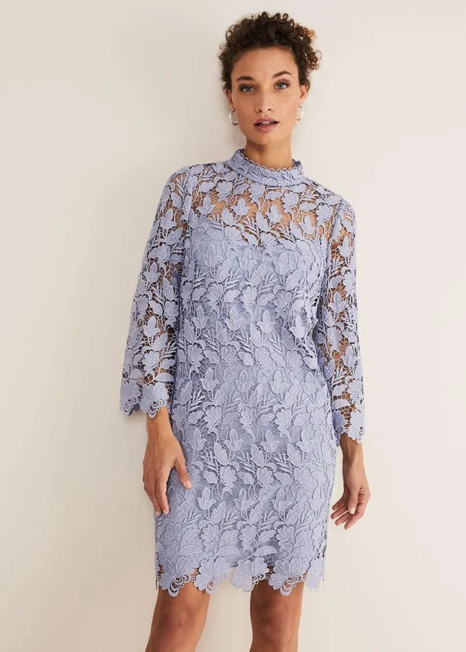 Phase Eight Verity Floral Lace Dress Cornflower Women Dresses