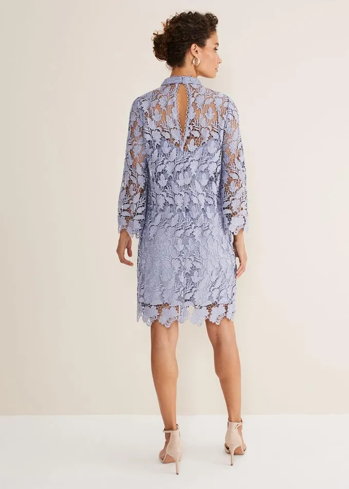 Phase Eight Verity Floral Lace Dress Cornflower Women Dresses