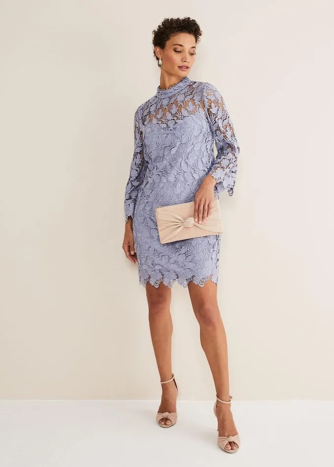 Phase Eight Verity Floral Lace Dress Cornflower Women Dresses