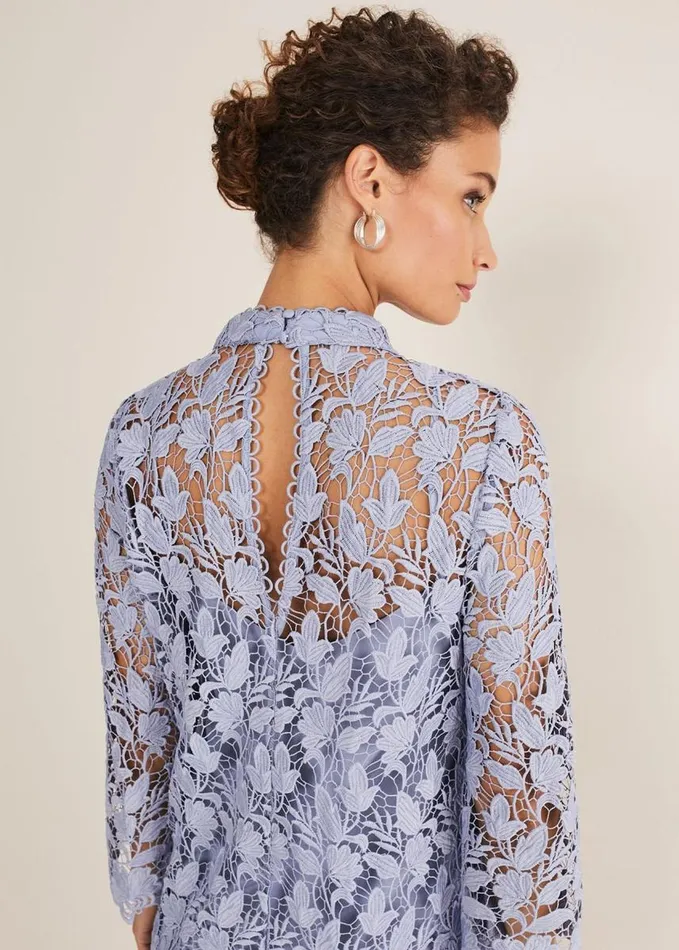 Phase Eight Verity Floral Lace Dress Cornflower Women Dresses