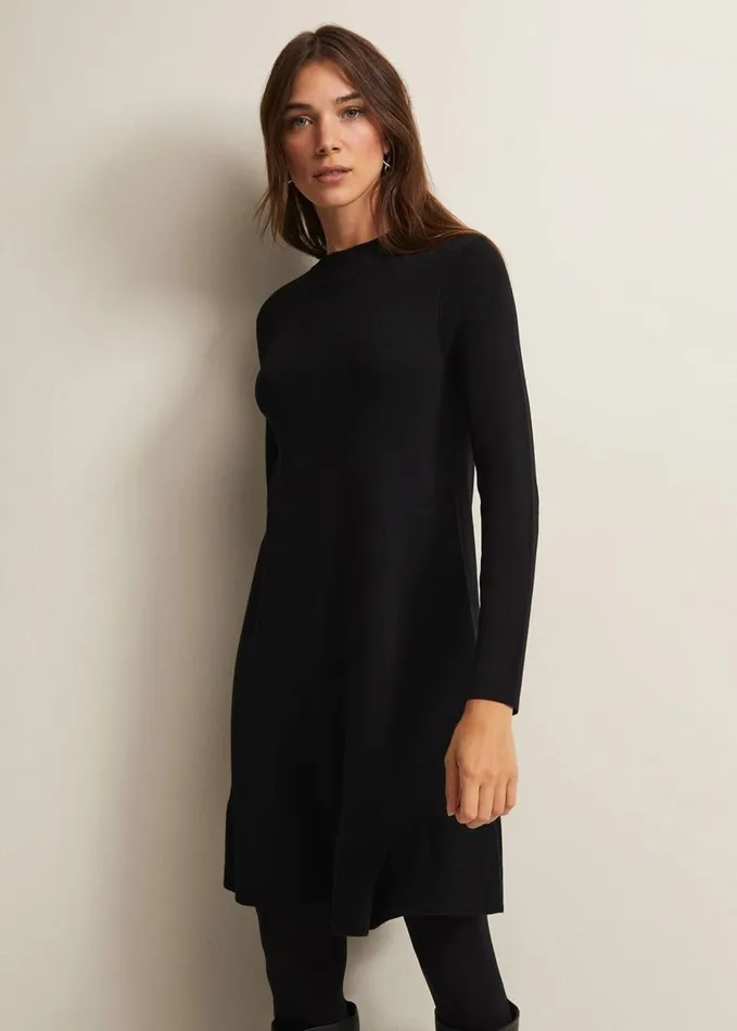 Phase Eight Vickie Fine Knit Mini Dress Black Women Dresses
