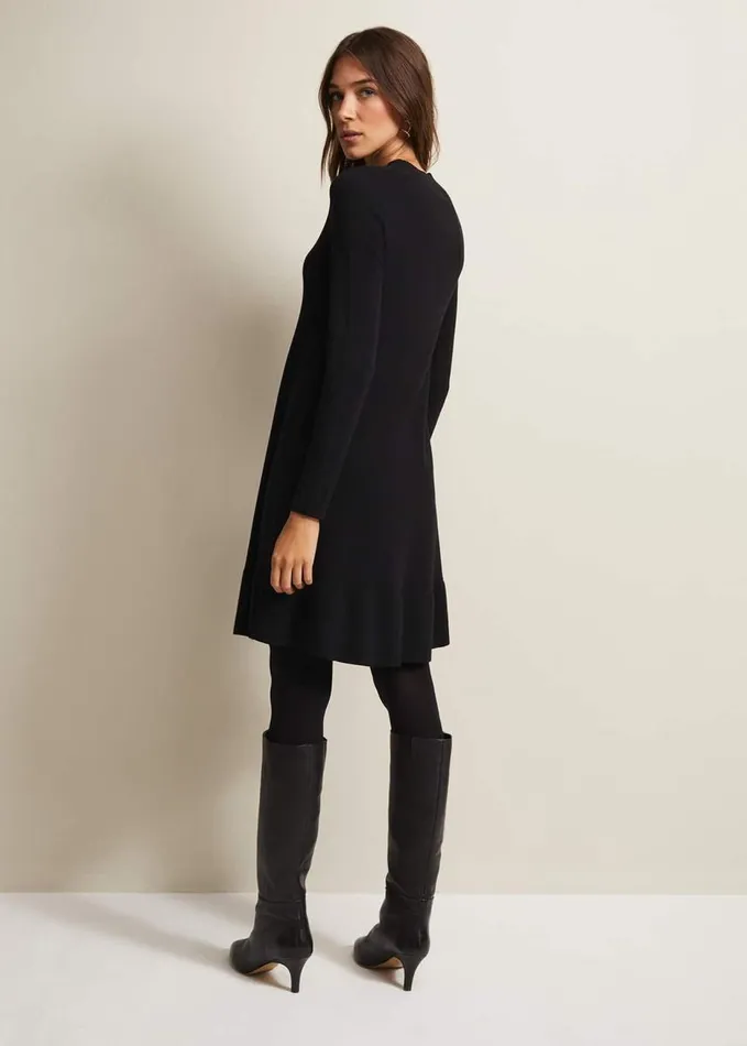 Phase Eight Vickie Fine Knit Mini Dress Black Women Dresses