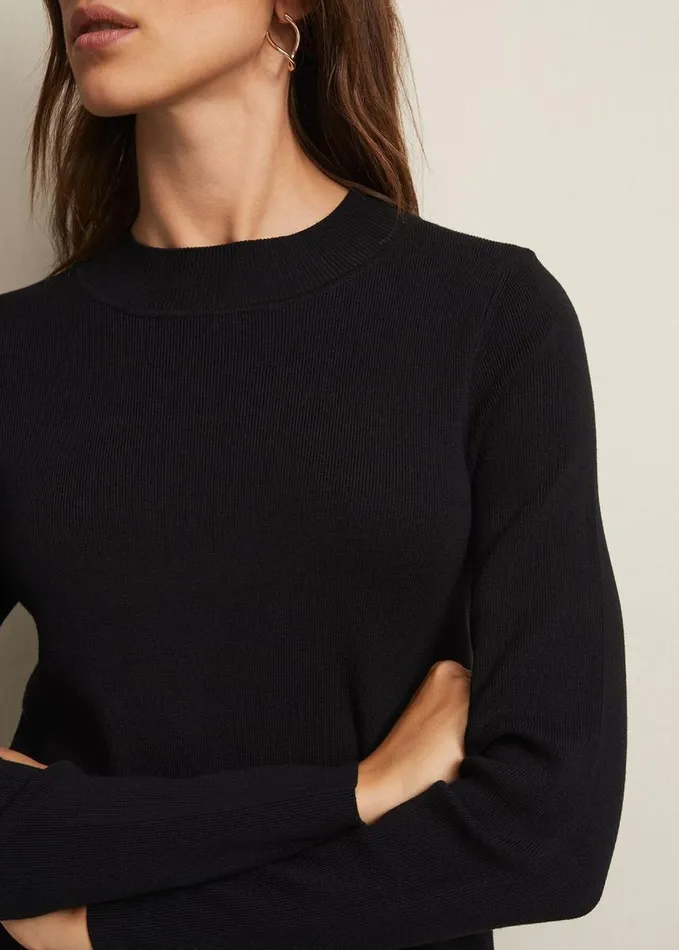 Phase Eight Vickie Fine Knit Mini Dress Black Women Dresses