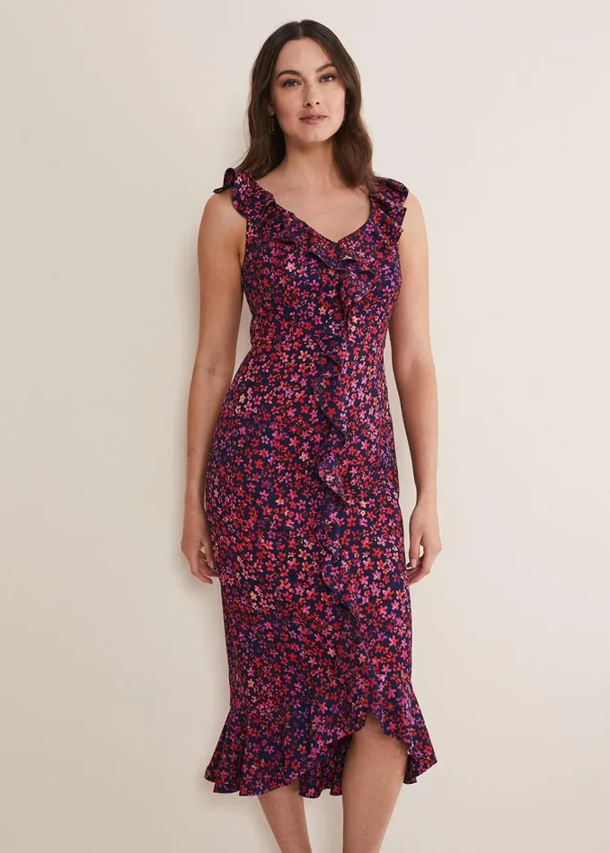 Phase Eight Viola Ditsy Frill Dress Navymulti Women Dresses