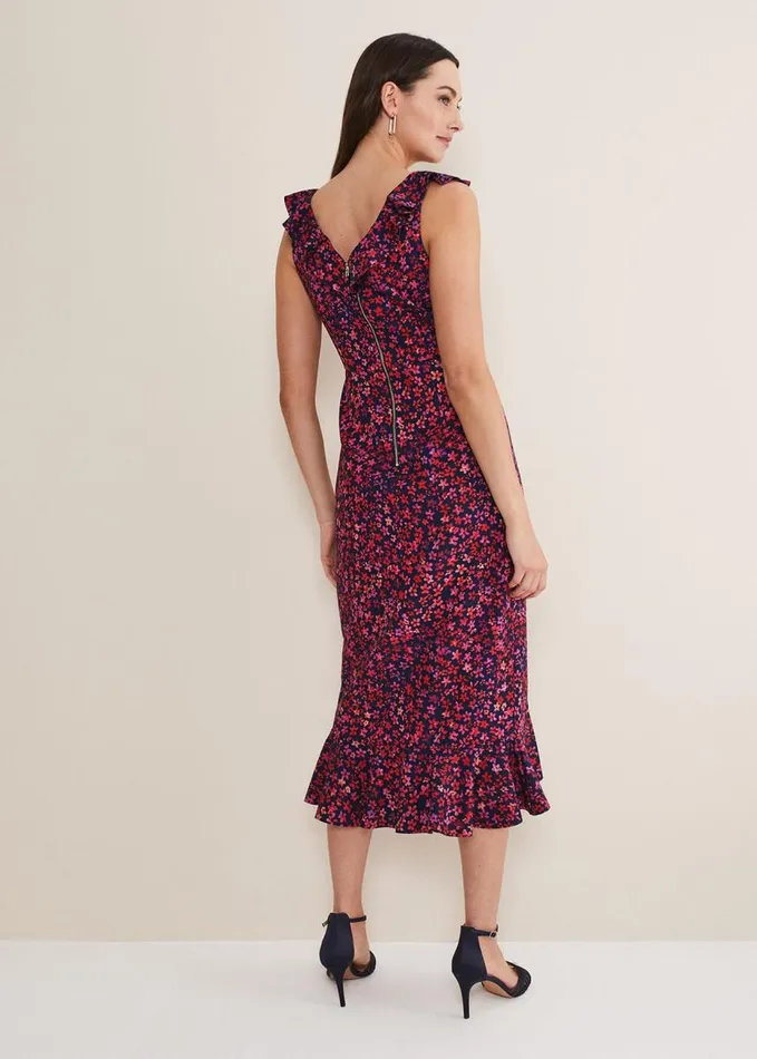 Phase Eight Viola Ditsy Frill Dress Navymulti Women Dresses