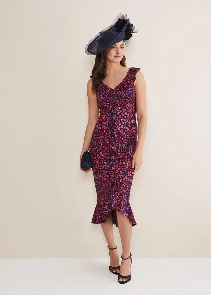 Phase Eight Viola Ditsy Frill Dress Navymulti Women Dresses