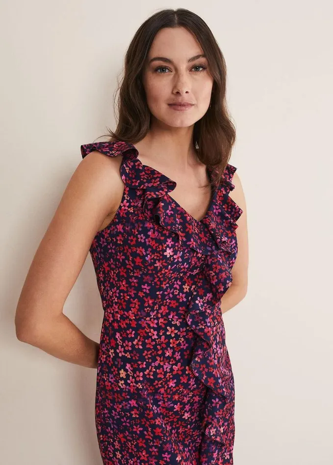 Phase Eight Viola Ditsy Frill Dress Navymulti Women Dresses