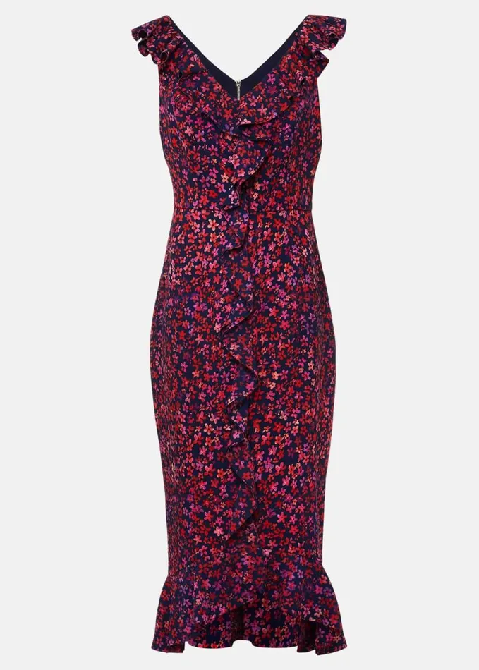 Phase Eight Viola Ditsy Frill Dress Navymulti Women Dresses
